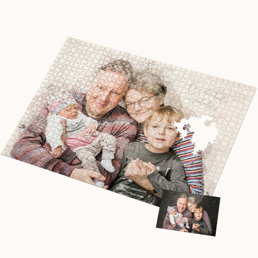 Personalisiertes Fotopuzzle Familie Aquarell