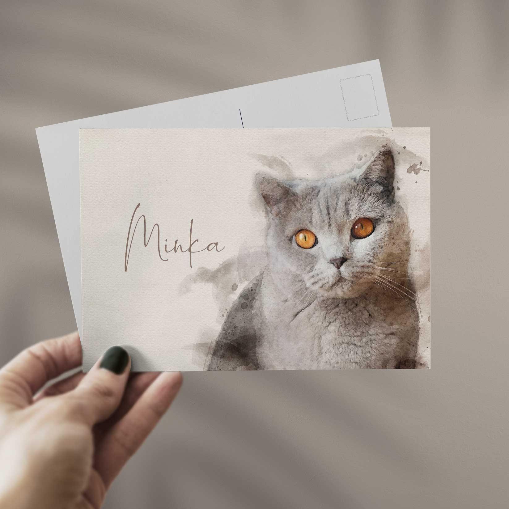 Personalisierte Postkarte in Aquarell gemalt 🖌