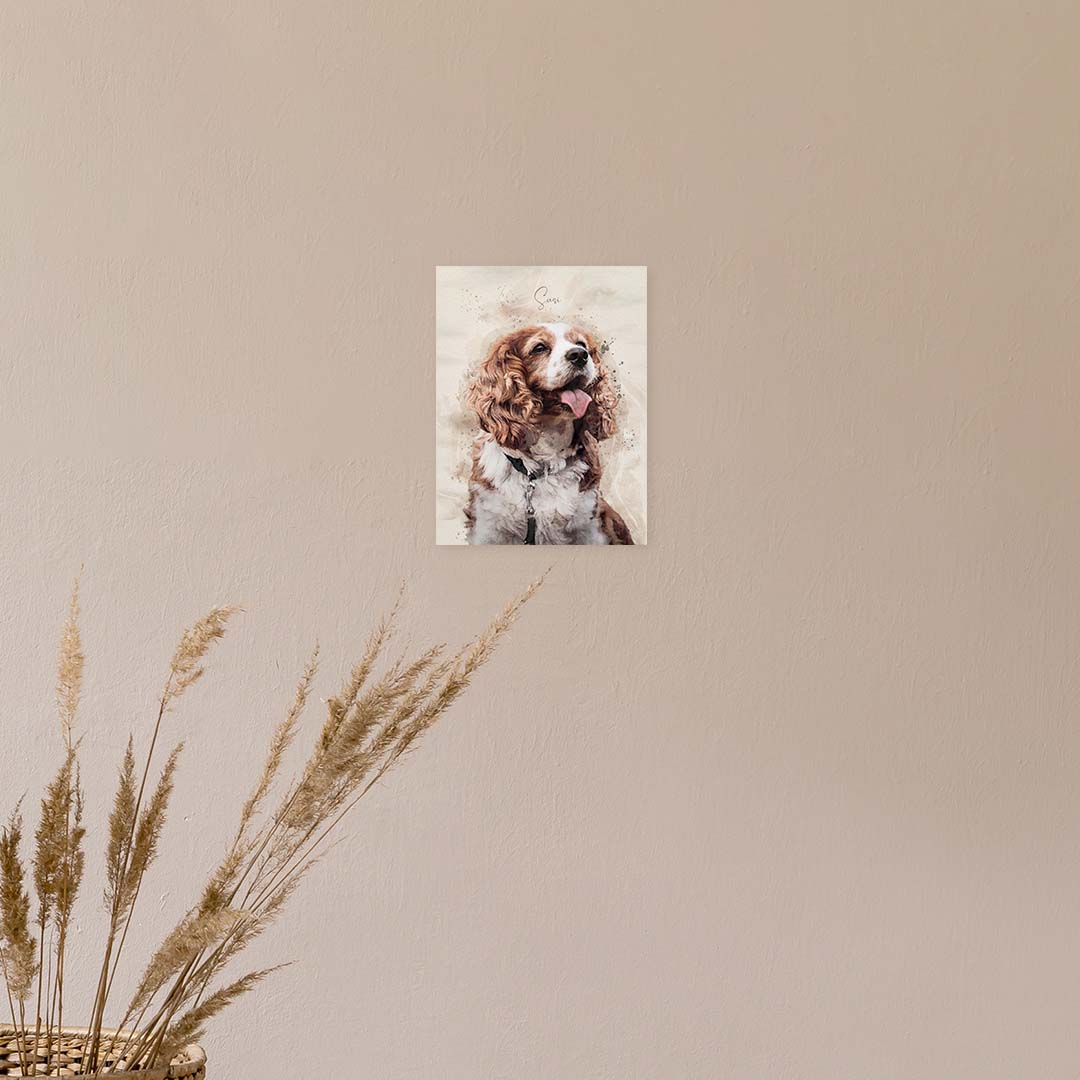 Dein Hund als individuelles Portrait für die Ewigkeit auf einem Poster oder Leinwand verewigt.