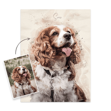 Hundeportrait nach Foto. Wir malen deinen Hund als personalisiertes Gemälde.