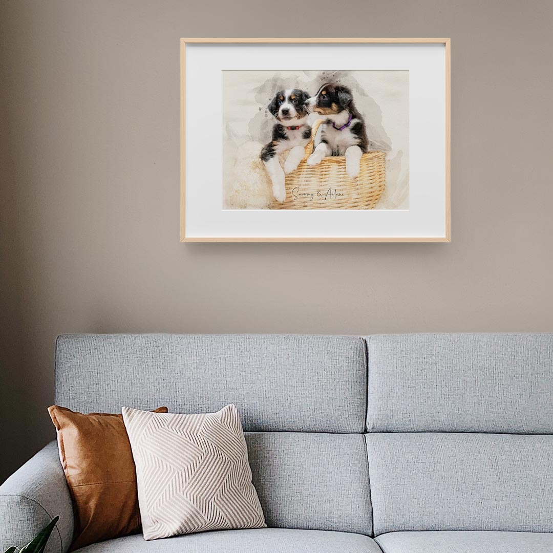 Hunde als Gemälde. Wir malen deinen Hund als Hundeportrait nach Fotovorlage