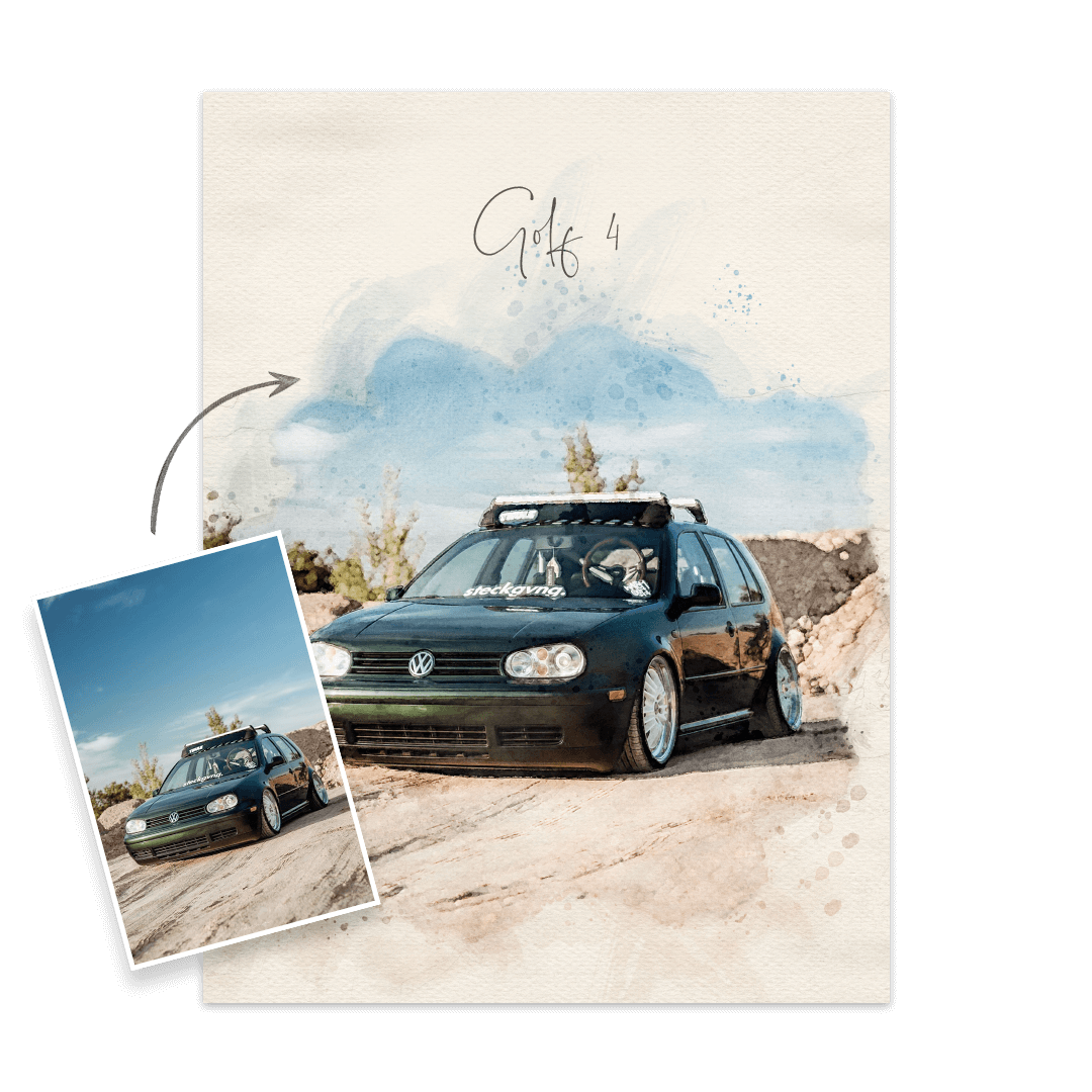 Auto Gemälde nach Foto AQUARELLS Geschenk für Männer