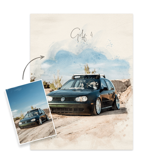 Auto Gemälde nach Foto AQUARELLS Geschenk für Männer