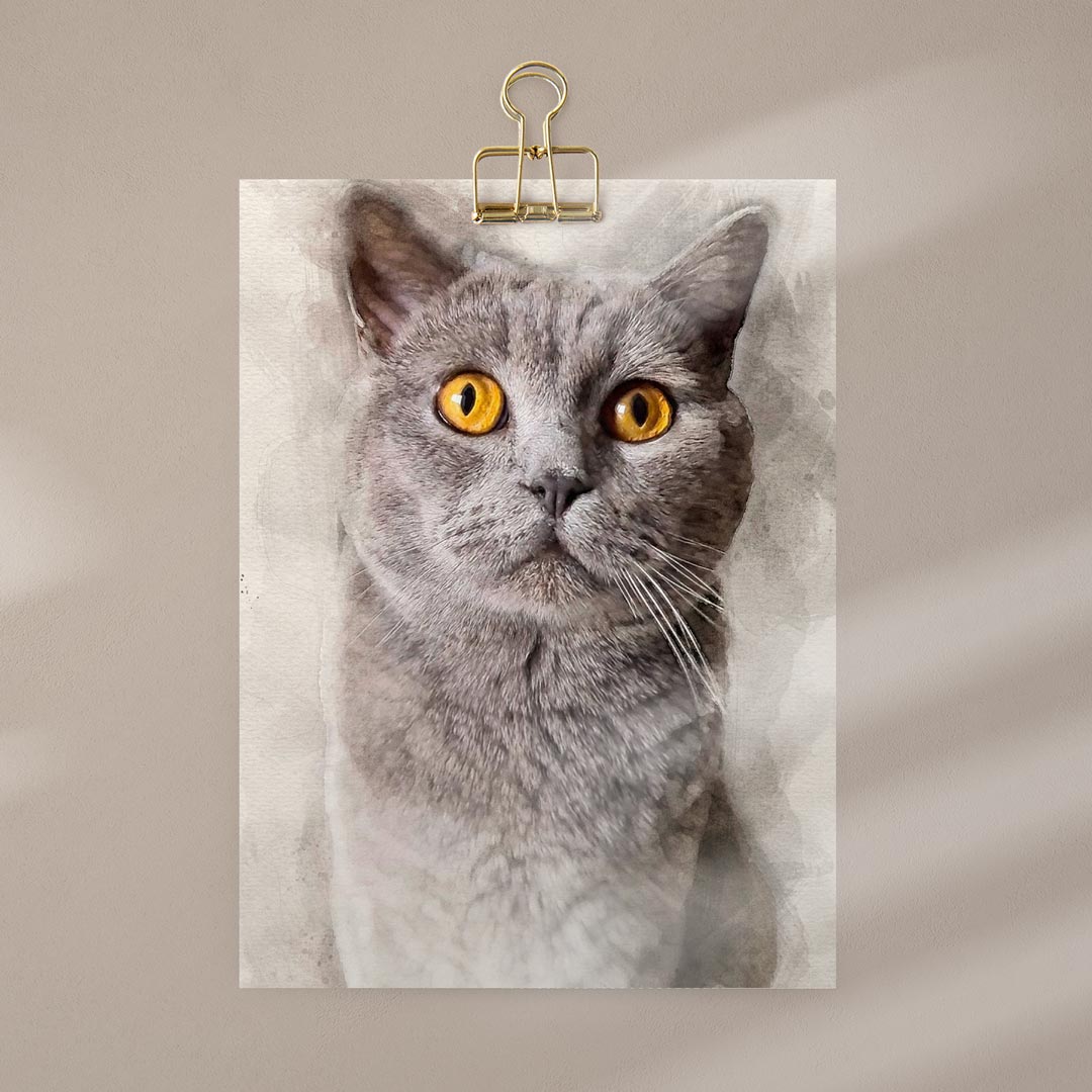 Deine Katze als Gemälde: Wir malen dein Katzenportrait nach Fotovorlage.