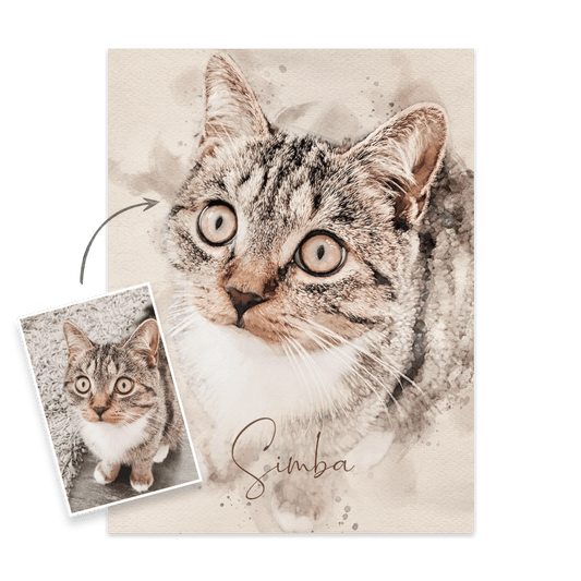 Katzenportrait nach Foto. Wir malen deine Katze als personalisiertes Gemälde.