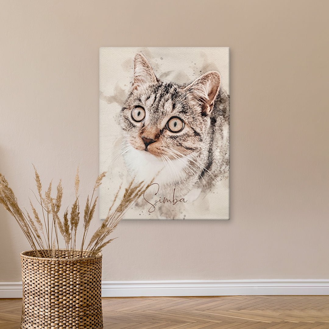 Verewige deine Katze auf einem individuellen Poster oder Leinwand. Leinwand in 70 x 100 cm.
