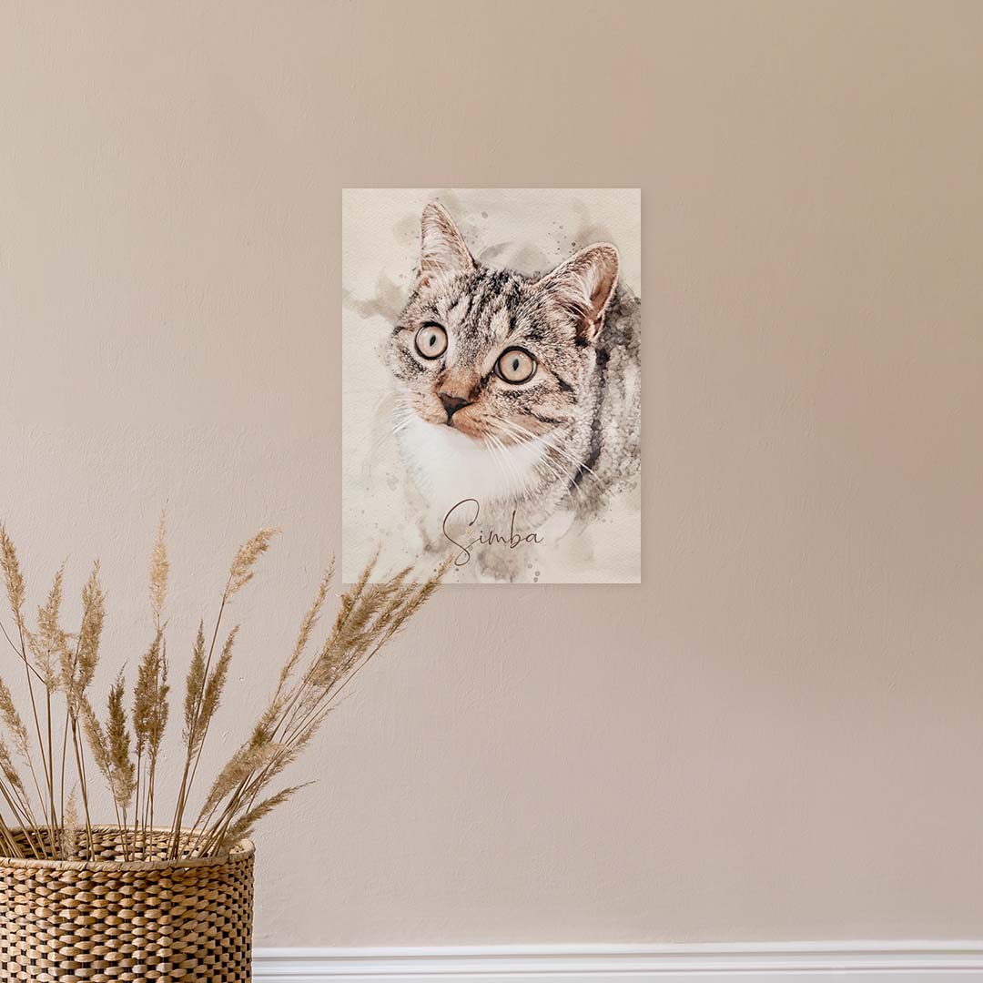 Gemälde von Katze. AQUARELLS Poster in 40 x 60 cm.