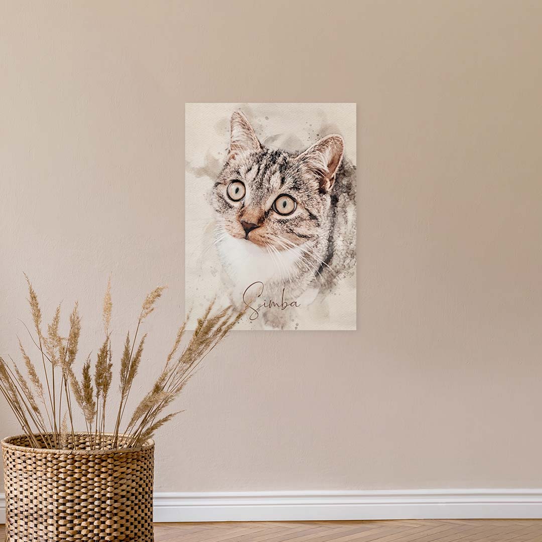 Katzenportrait nach Fotovorlage AQUARELLS Poster 50 x 70 cm