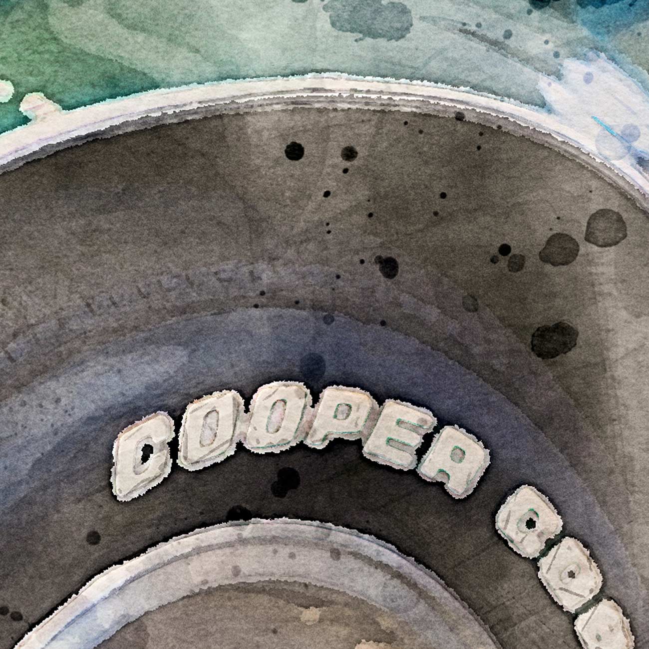 Ford Mustang Cooper Cobra in Aquarell