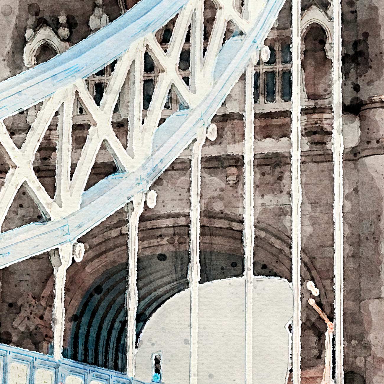 London Tower Bridge in Aquarell