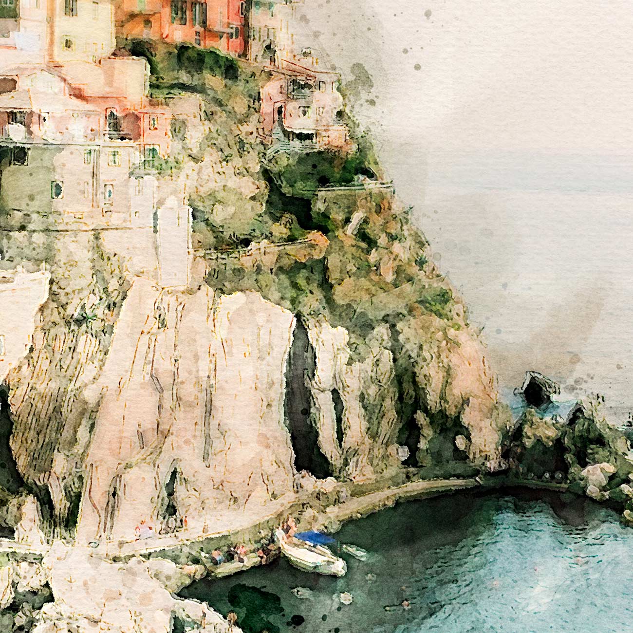 Manarola in Aquarell gemalt