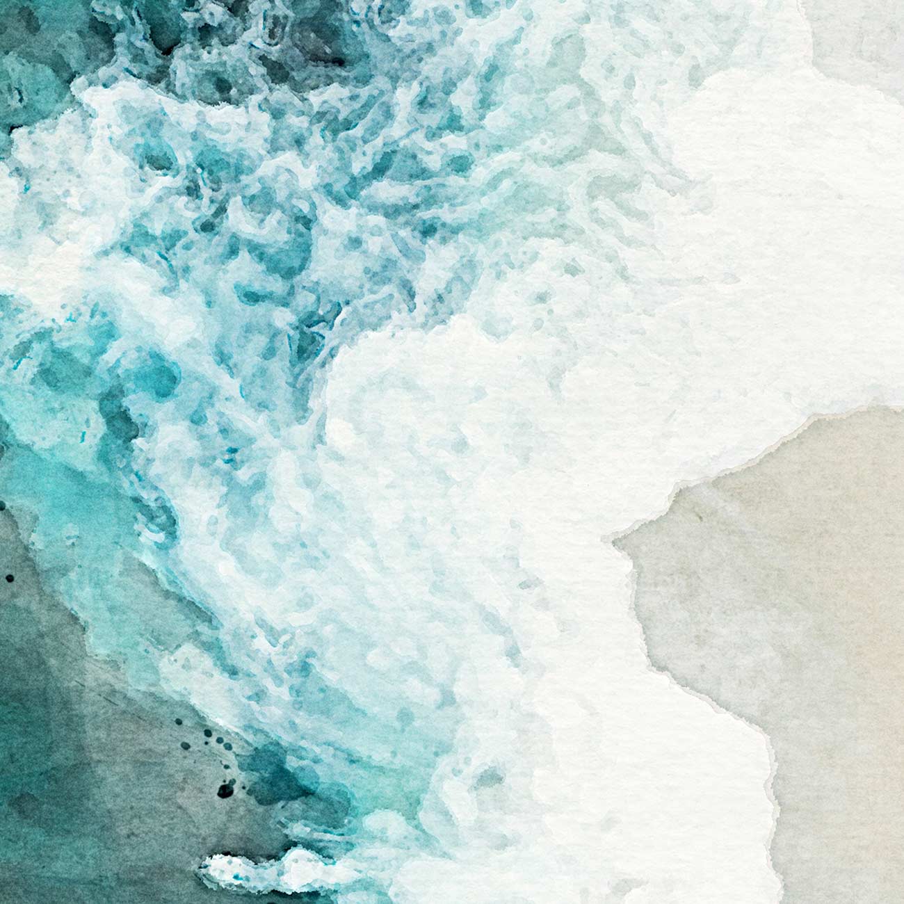 Nordsee Strand von oben als Leinwand in Aquarell