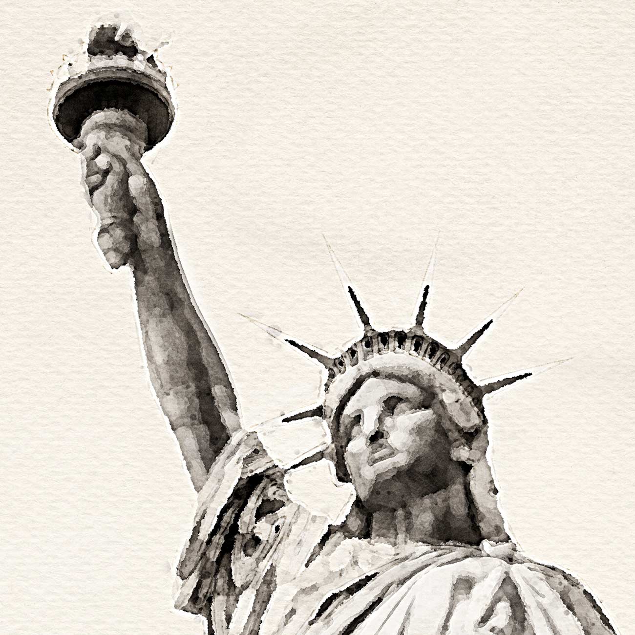 New York Freiheitsstatue in Aquarell