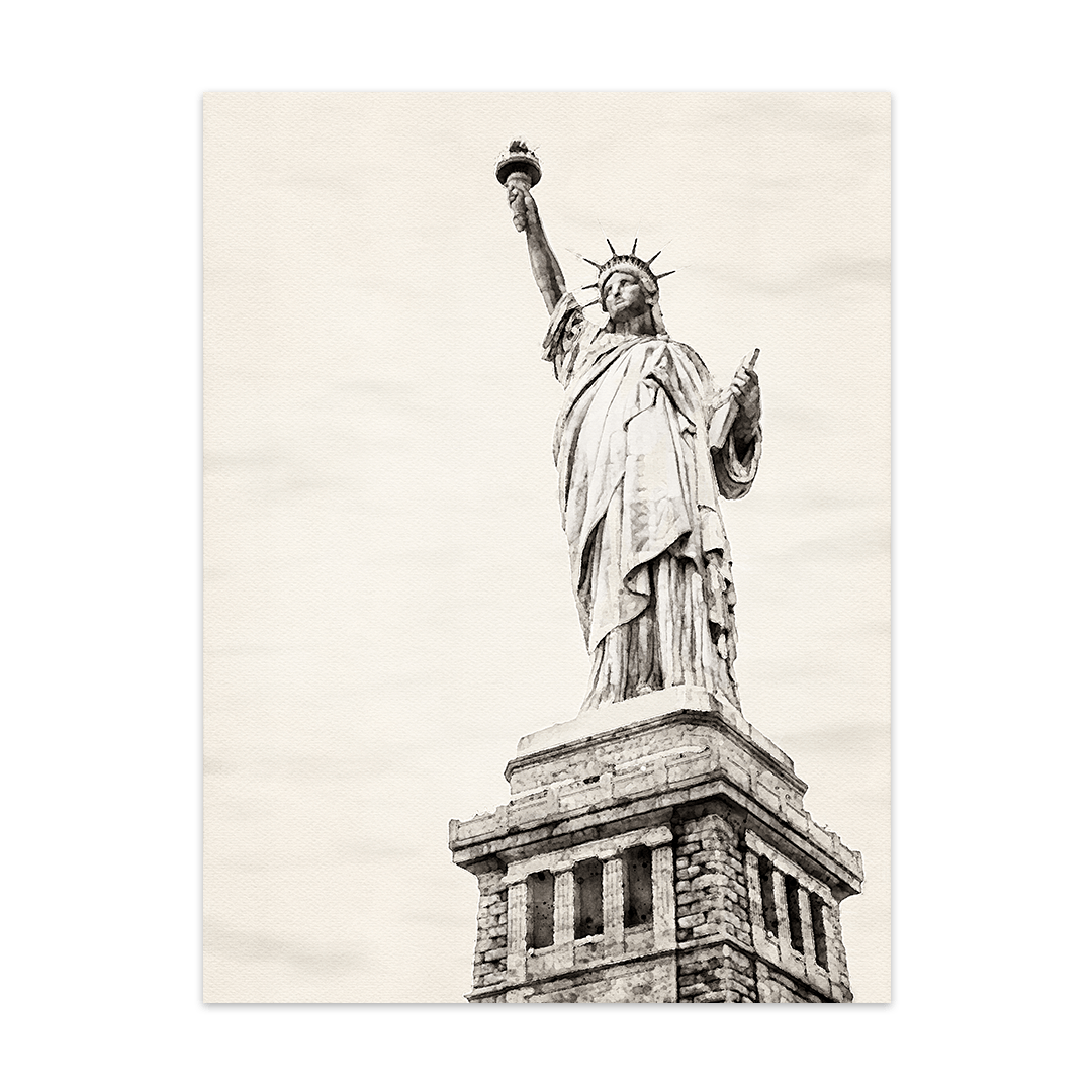 New York Freiheitsstatue – Poster Leinwände Aquarell-Optik in und