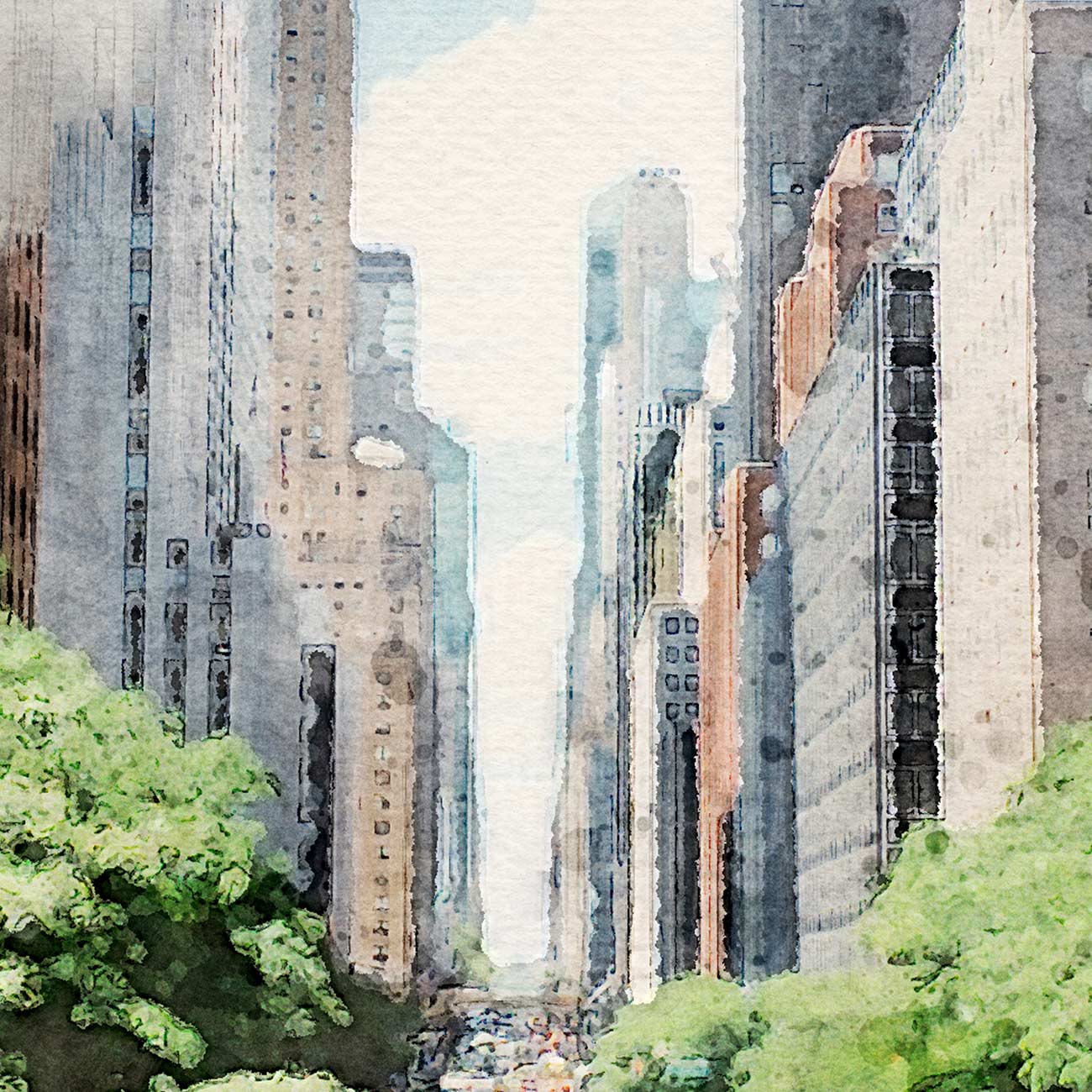 New York Street in Aquarell