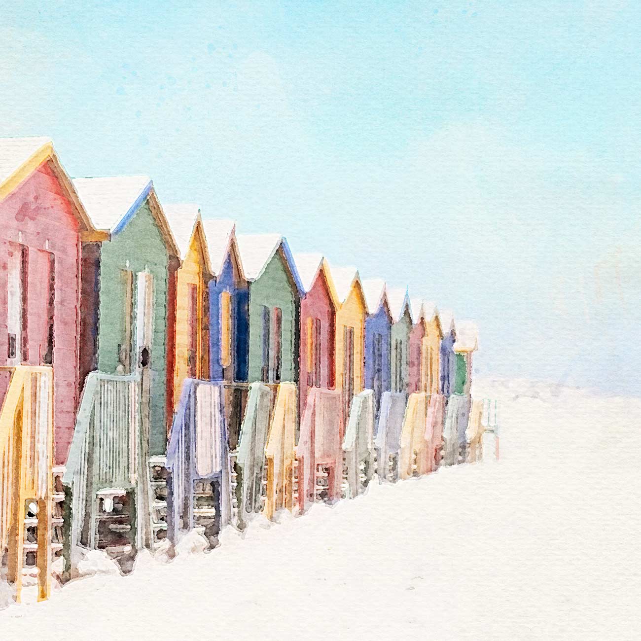 Nordsee Strand in Aquarell gemalt in XXL