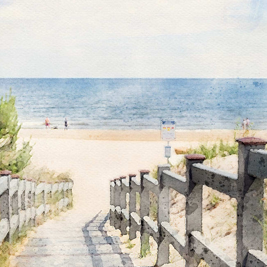 Nordsee Strandweg in Aquarell gemalt
