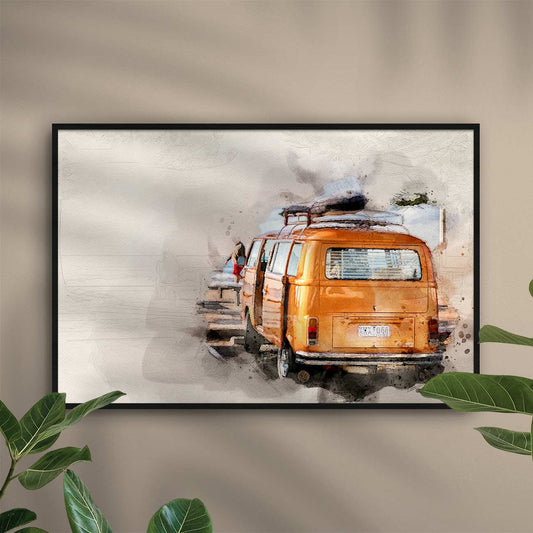 VW Bus am Strand - AQUARELLS