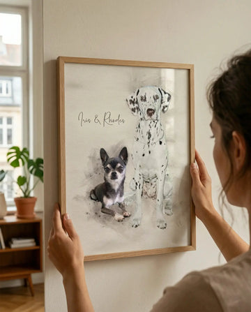 Wie du deine Hunde unvergesslich machst: Die Magie eines personalisierten Aquarell-Porträts