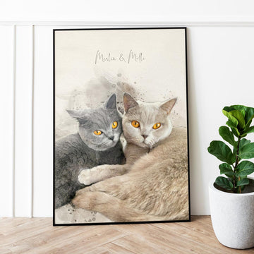 Geschenk für Katzenliebhaber: Ein AQUARELLS ist mehr als ein Gemälde: Mit der persönlichen Geschenkidee bereitest du einer lieben Person eine Freude! Katzenportrait als Geschenk, Erinnerung und Andenken