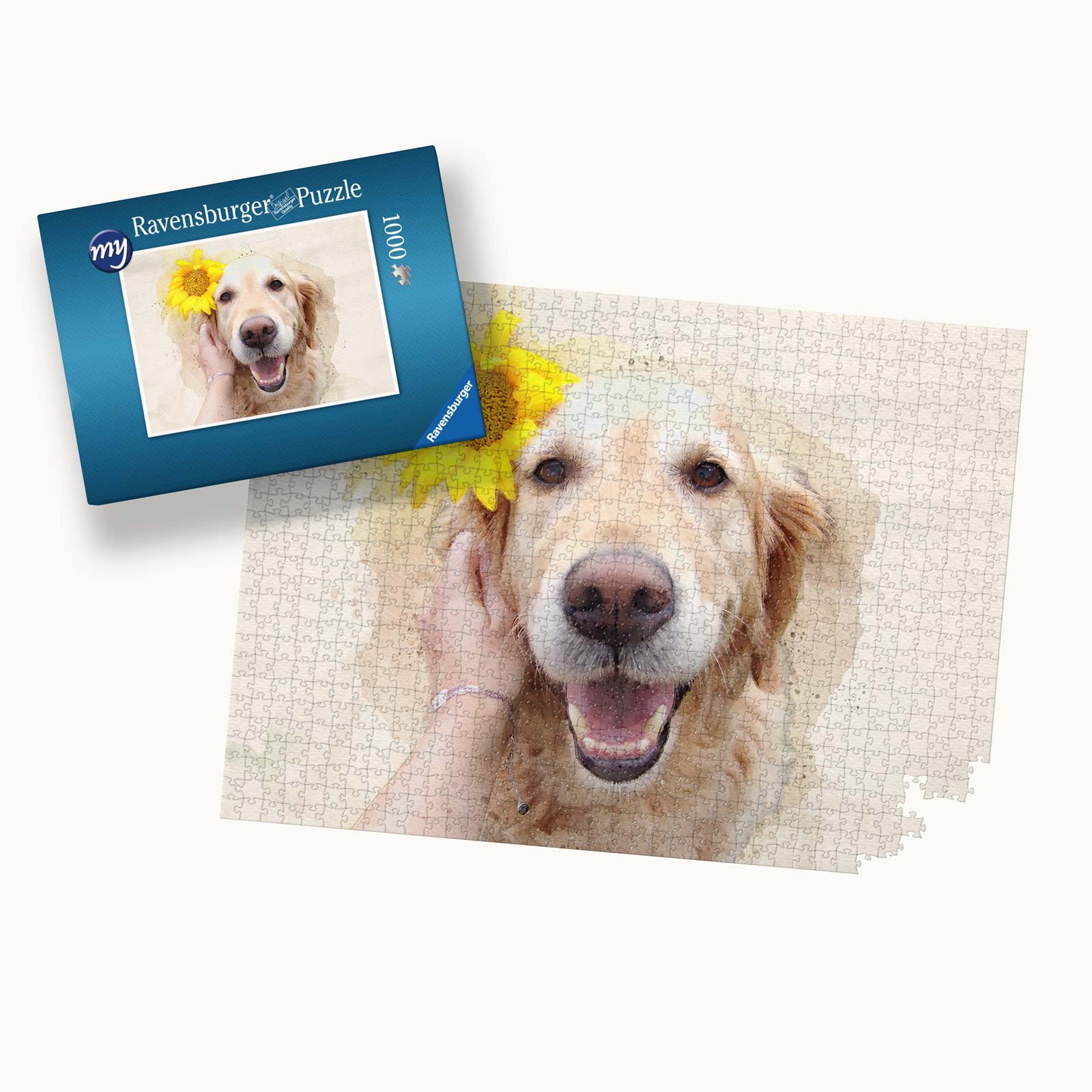 Personalisiertes Fotopuzzle Hund Haustier Aquarell