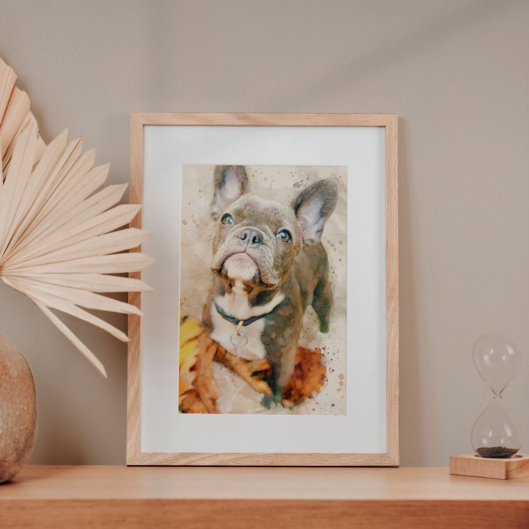 Personalisiertes Hundeportrait französische Bulldogge. Foto von Bully als Gemälde.