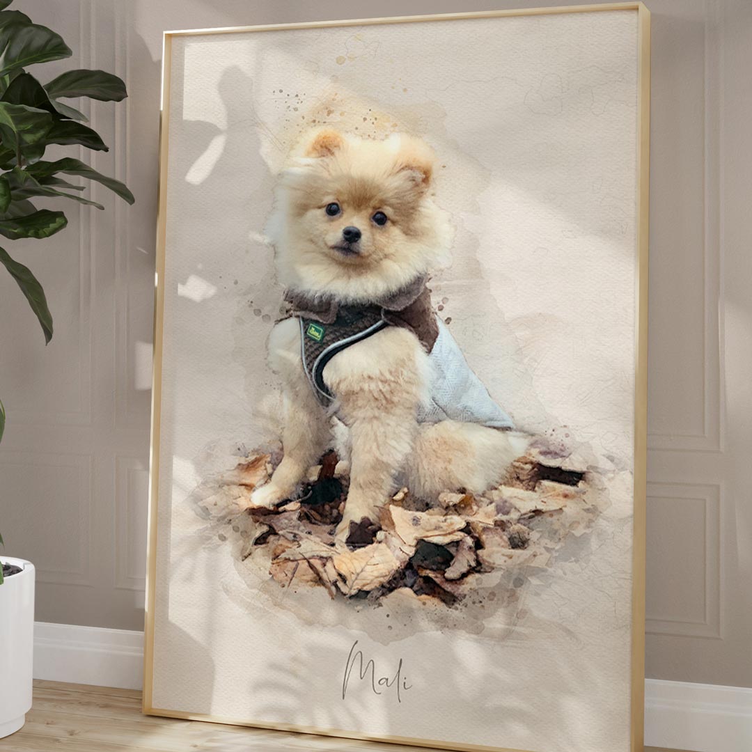 Wir gestalten aus einem Foto deines Hundes ein personalisiertes Gemälde