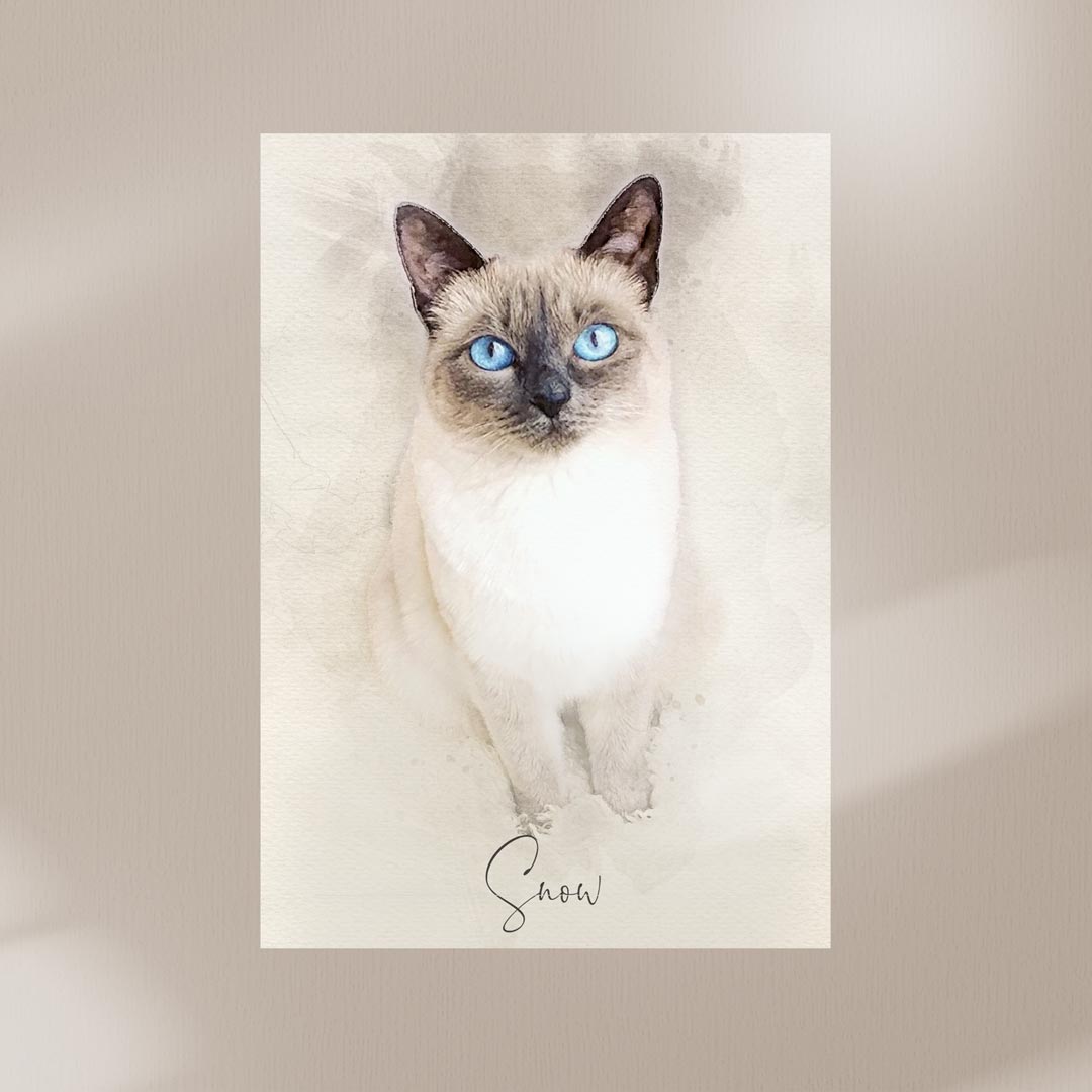Aus deinem Foto gestalten wir mit viel Liebe dein personalisiertes Katzenportrait.
