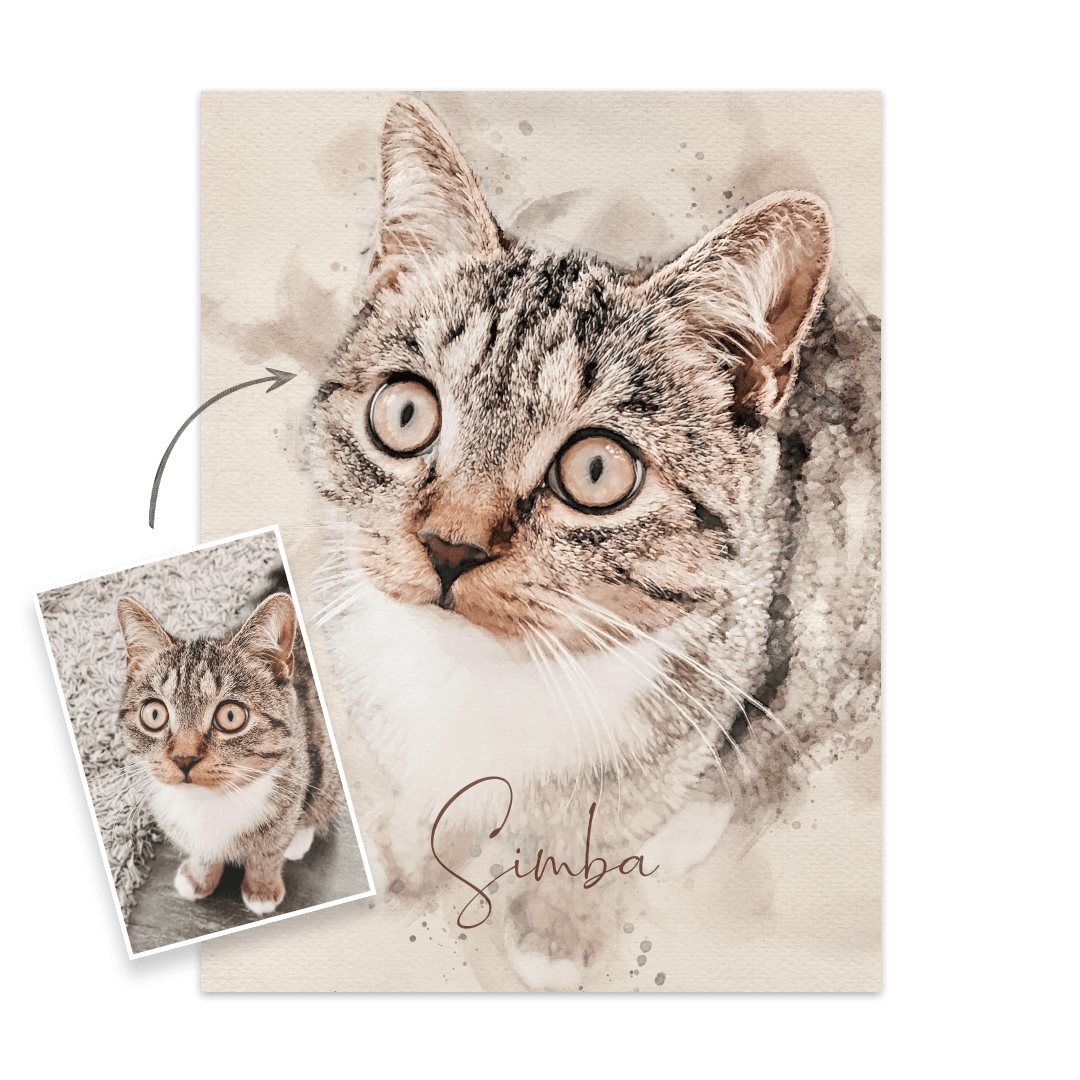 Katzenportrait nach Foto. Wir malen deine Katze als personalisiertes Gemälde.