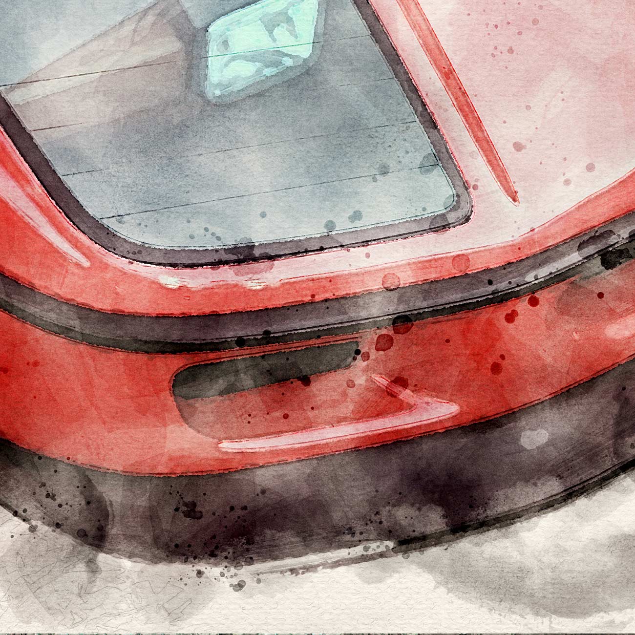 Poster Ferrari F40 in Aquarell gemalt