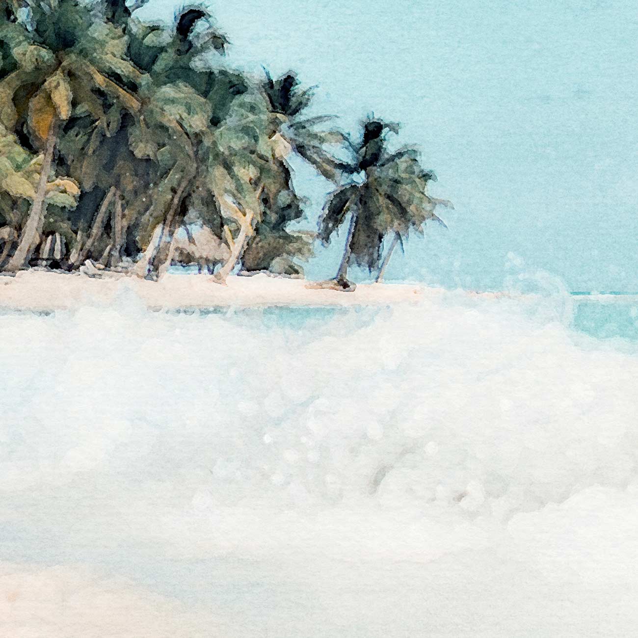 Karibik Strand in Aquarell gemalt in XXL