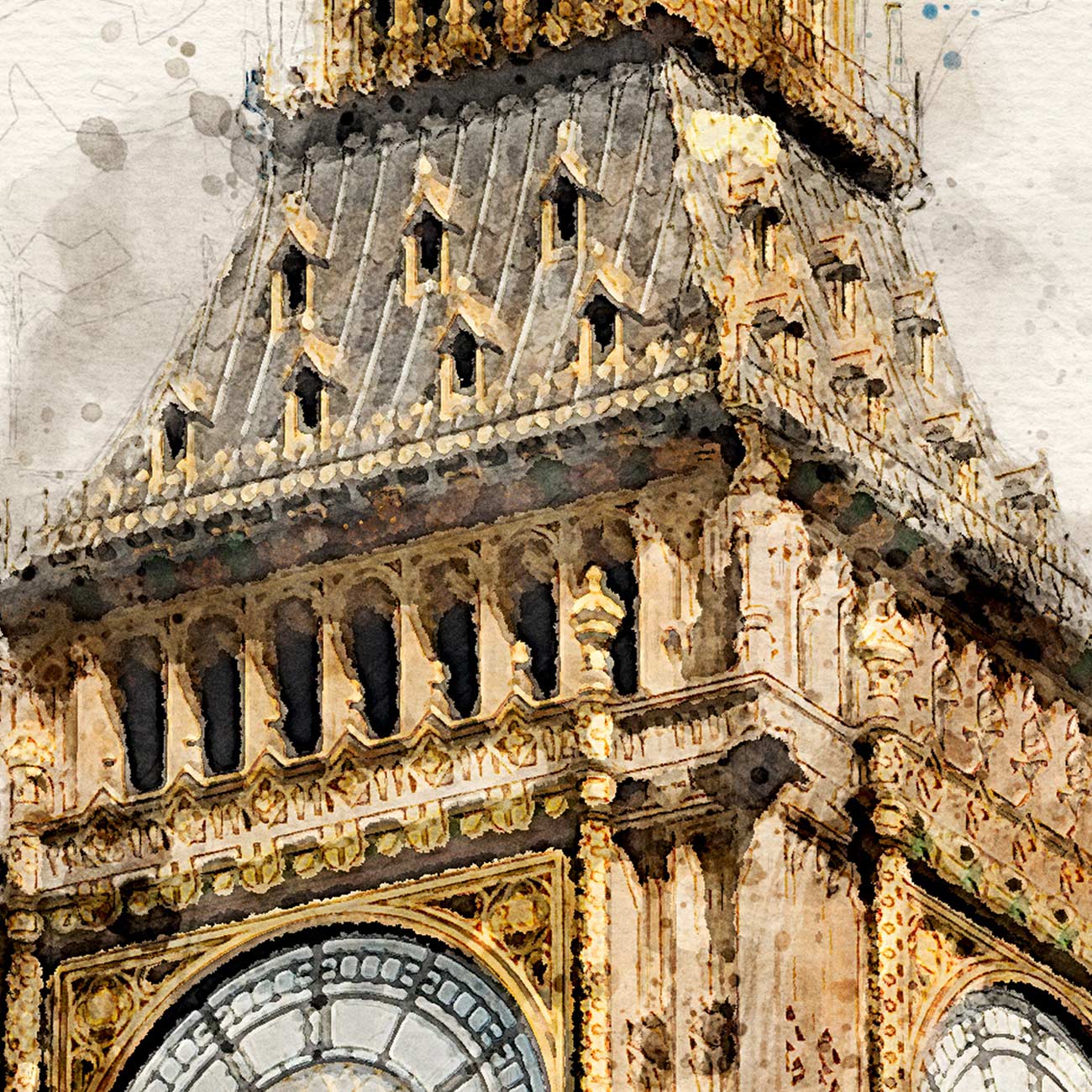 Poster London Big Ben in Aquarell gemalt